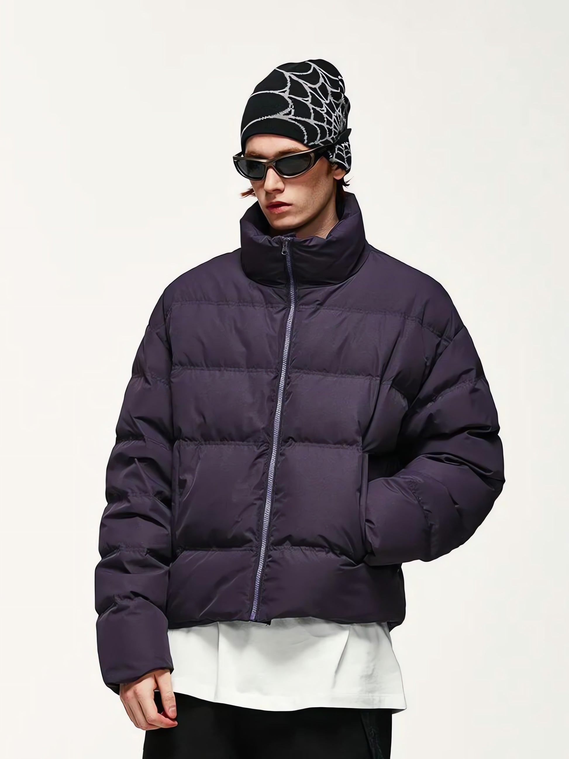 Asymmetric Hem Zip-Up Puffer Jacket - KAYSMAR