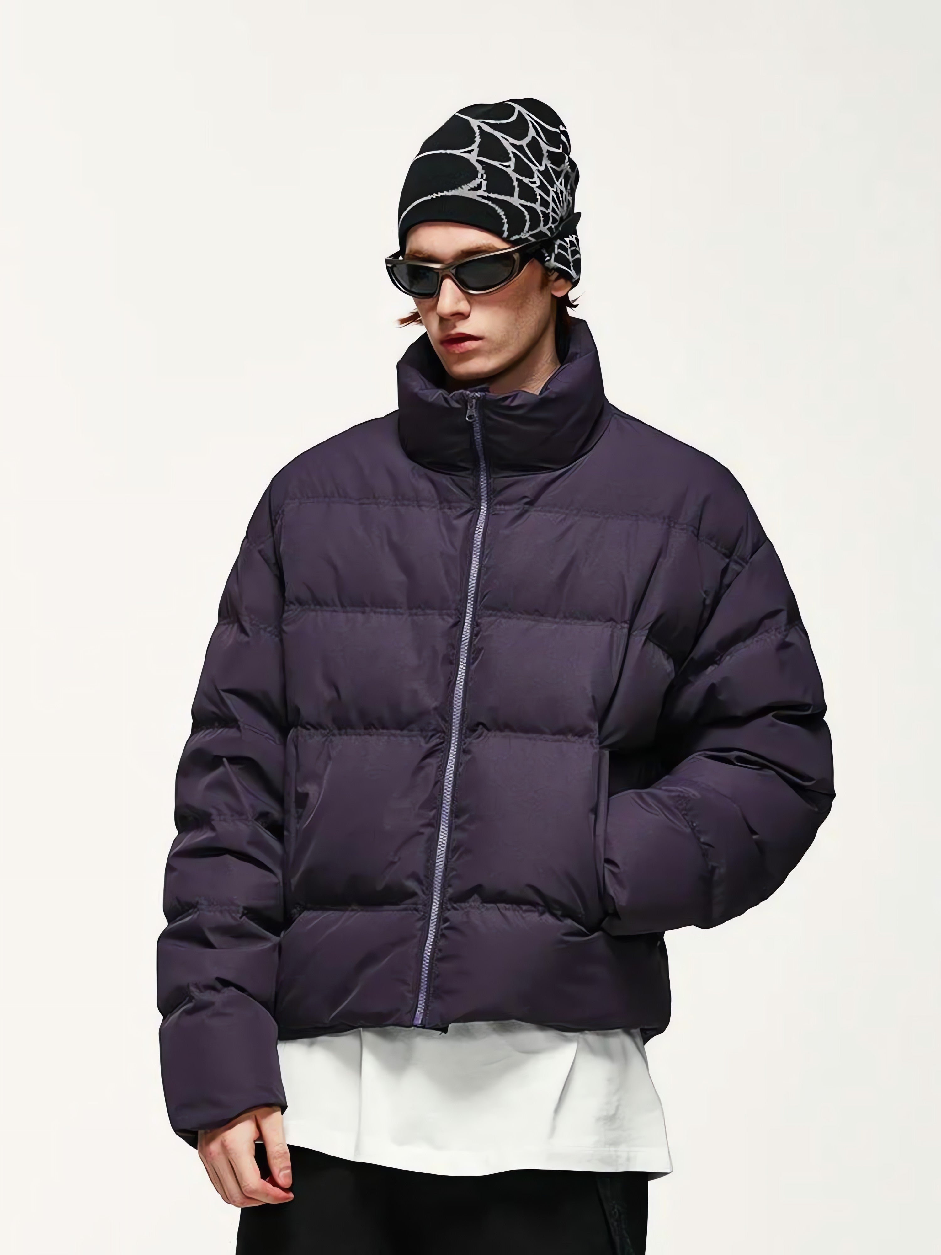 Asymmetric Hem Zip-Up Puffer Jacket - KAYSMAR