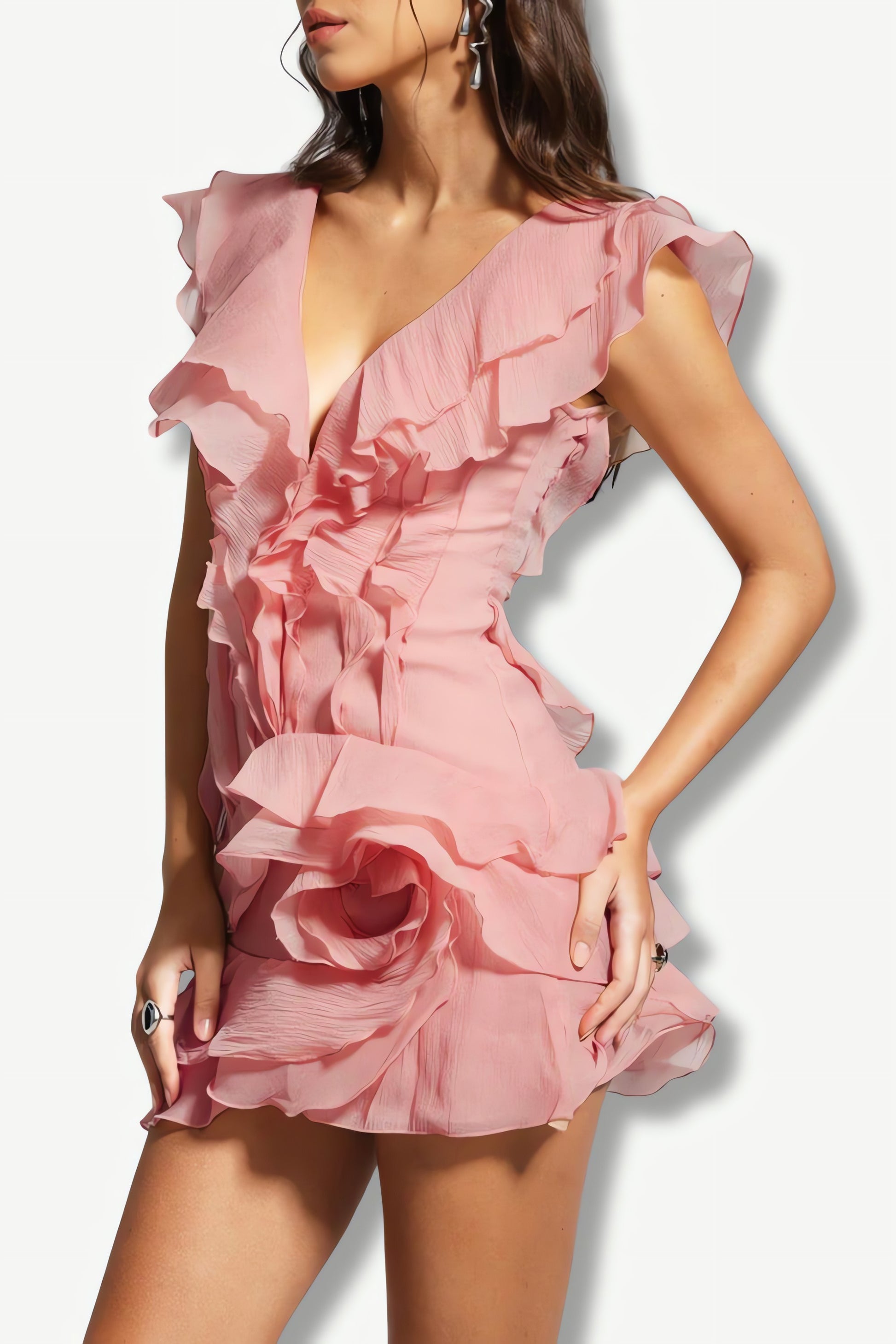 Asymmetric Ruffled Mini Dress - KAYSMAR