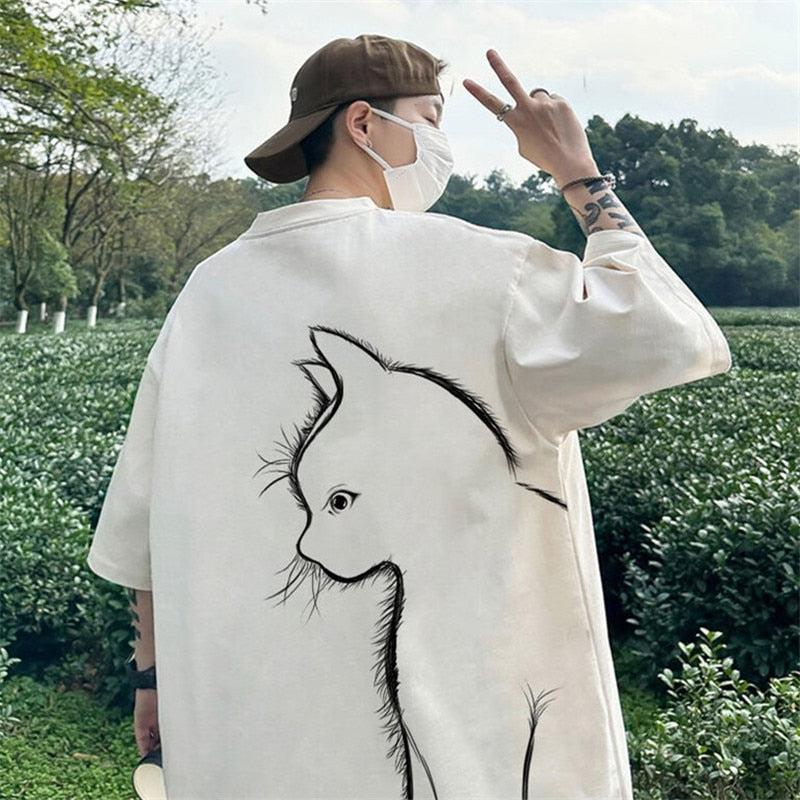 Back Printed Cat Tee - KAYSMAR