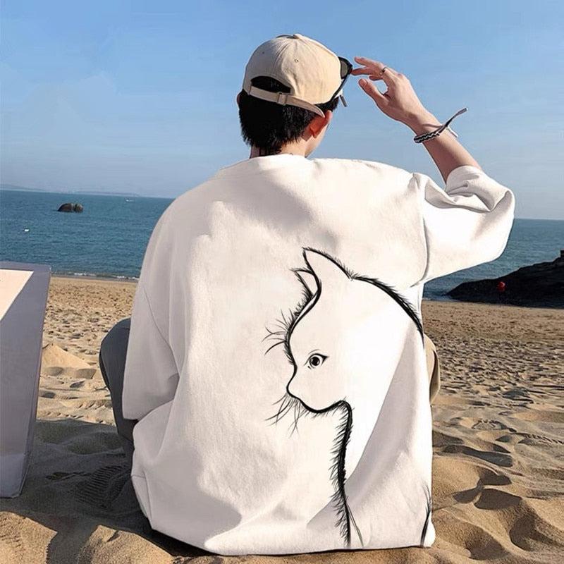 Back Printed Cat Tee - KAYSMAR