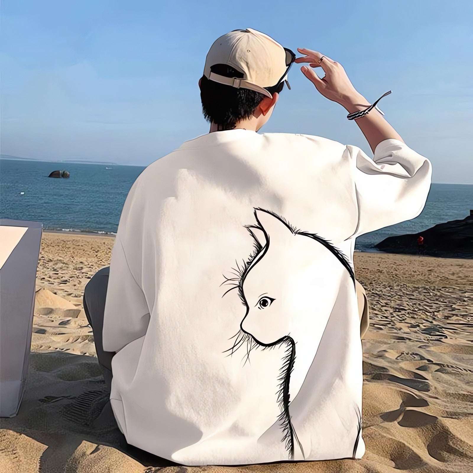 Back Printed Cat Tee - KAYSMAR