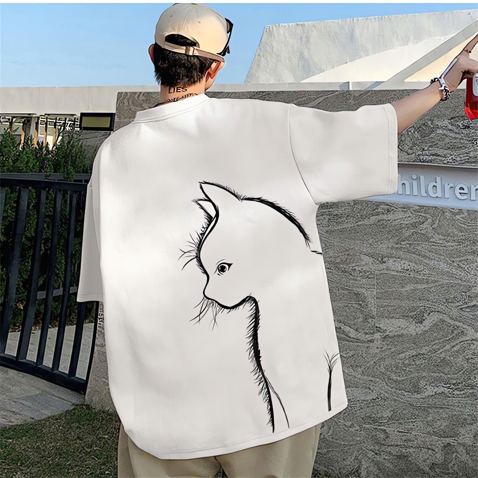 Back Printed Cat Tee - KAYSMAR