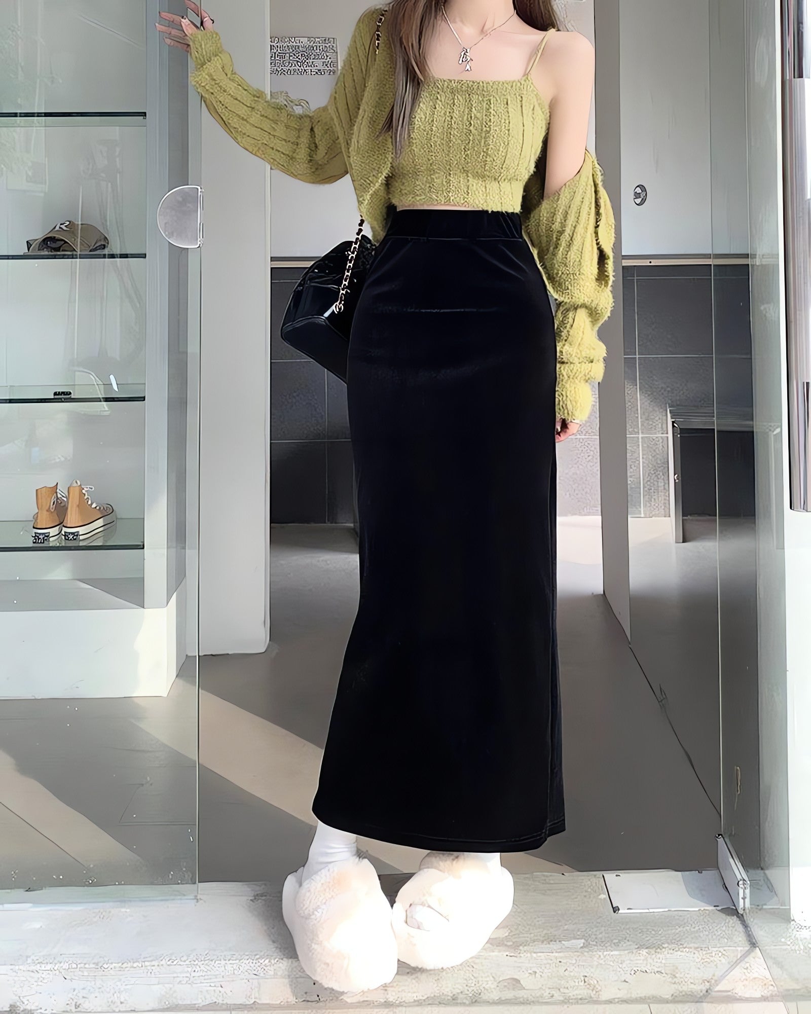 Back Slit Maxi Pencil Skirt - KAYSMAR