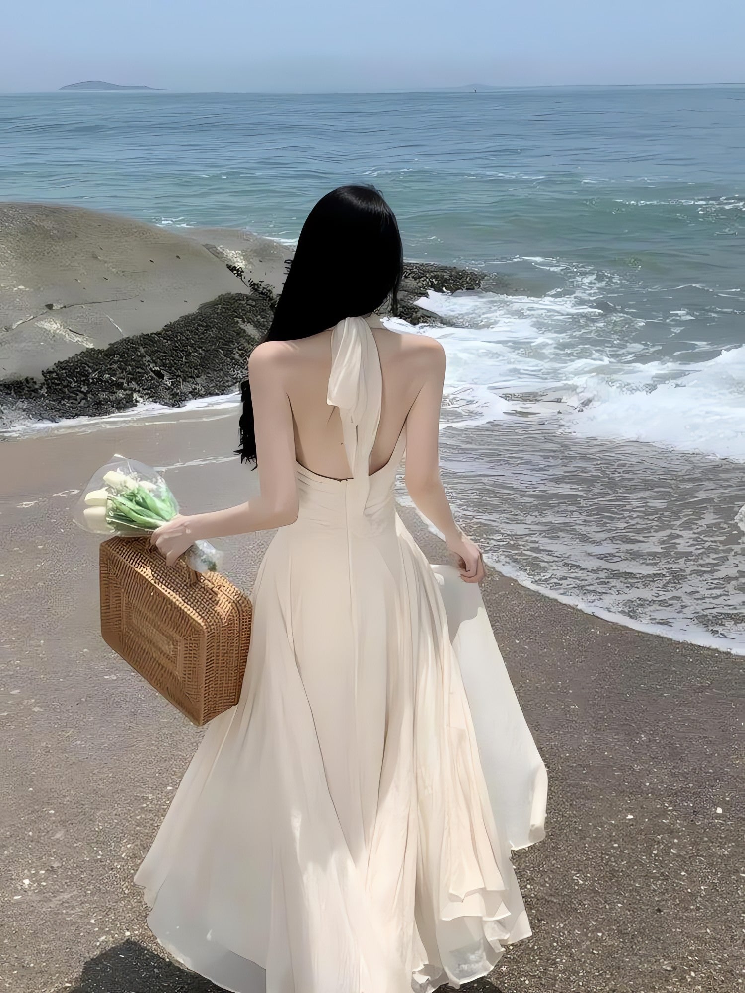 Backless Halter Neck Maxi Dress - KAYSMAR