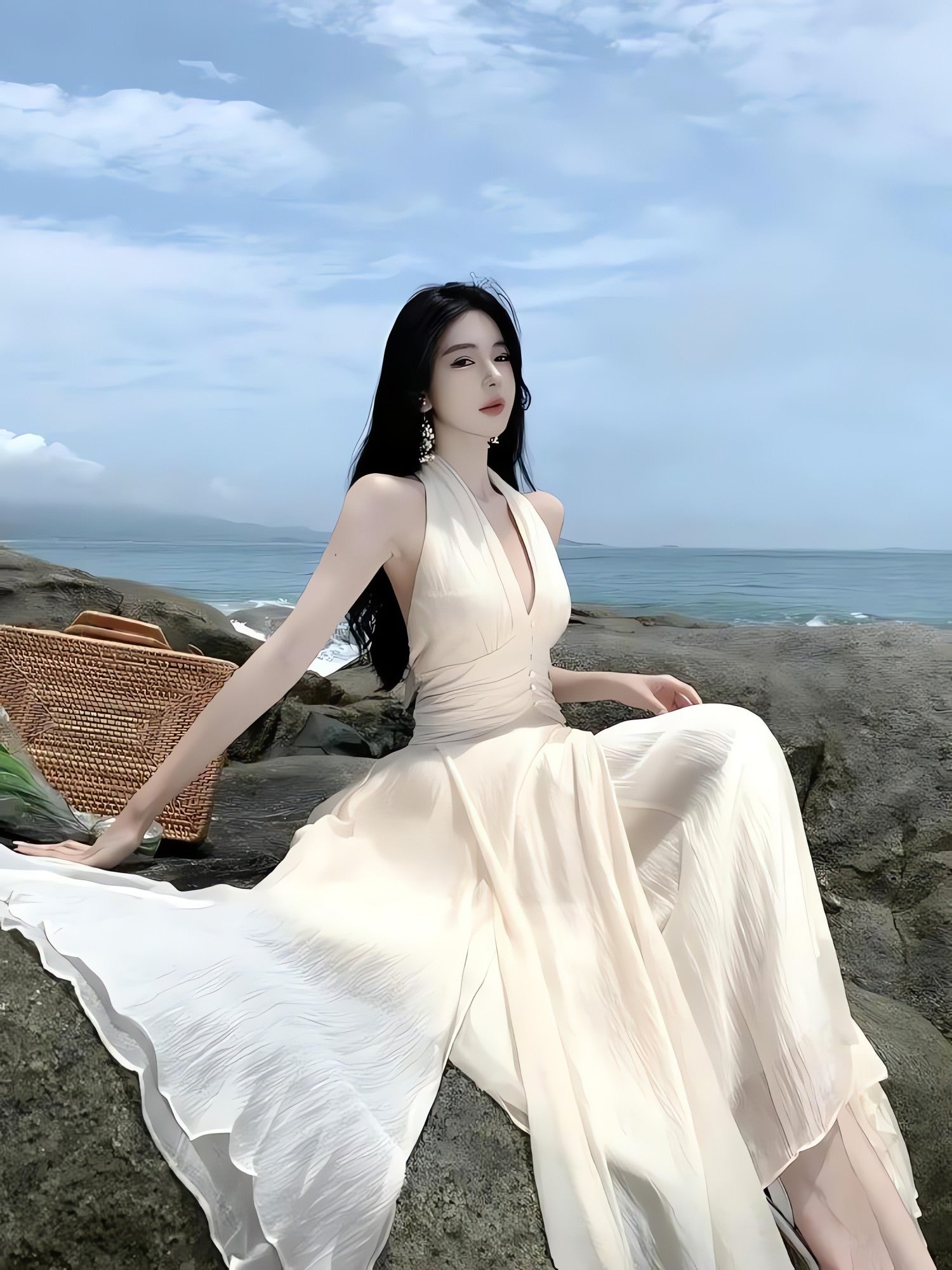 Backless Halter Neck Maxi Dress - KAYSMAR