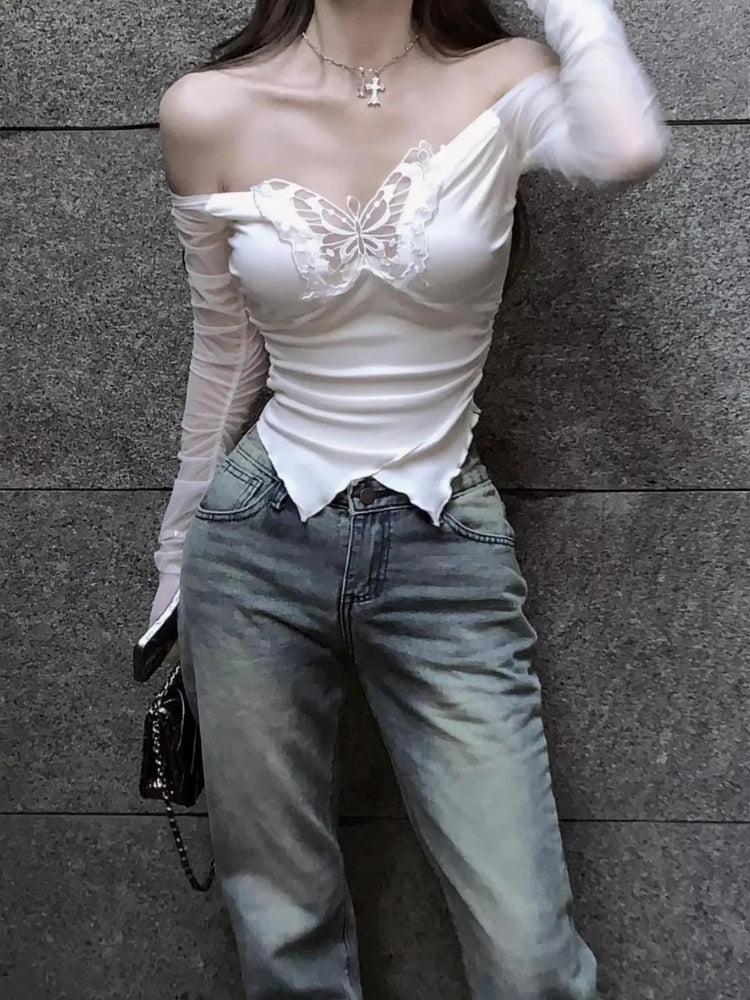 Baddie Butterfly Off Shoulder Top - KAYSMAR