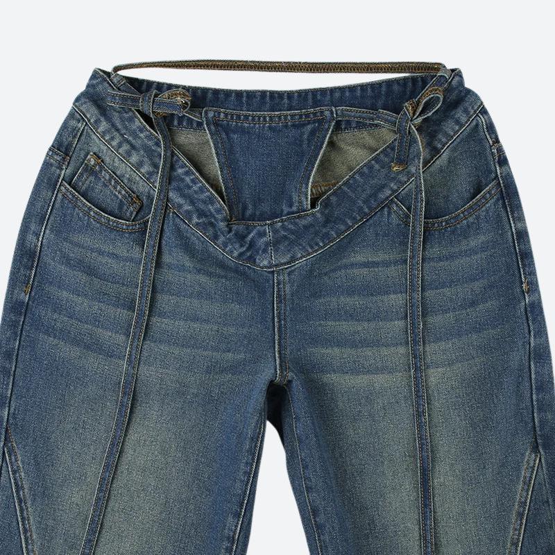 Baddie Cut Out Low Rise Denim Jeans - KAYSMAR