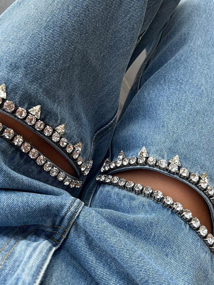 Baddie Embellished Cut-Out Jeans - KAYSMAR