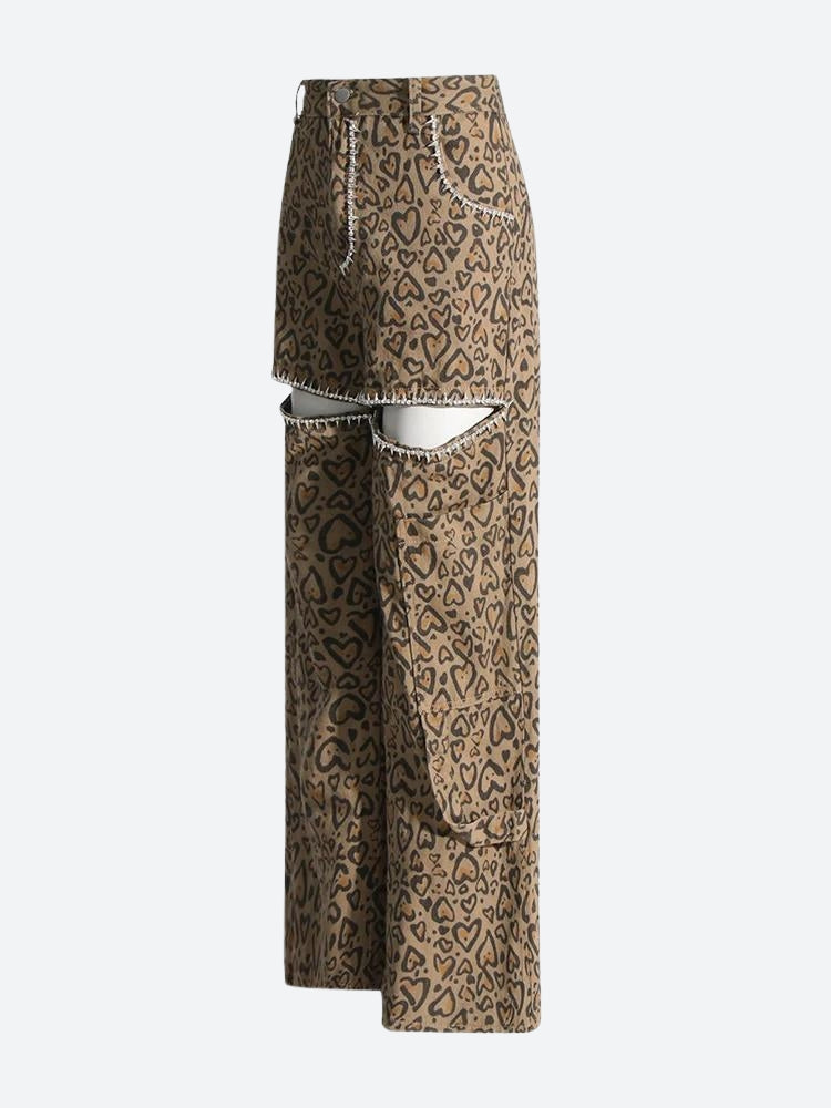 Baddie Leopard Embellished Cut Out Pants - KAYSMAR