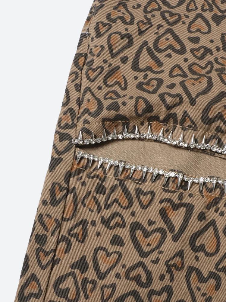 Baddie Leopard Embellished Cut Out Pants - KAYSMAR