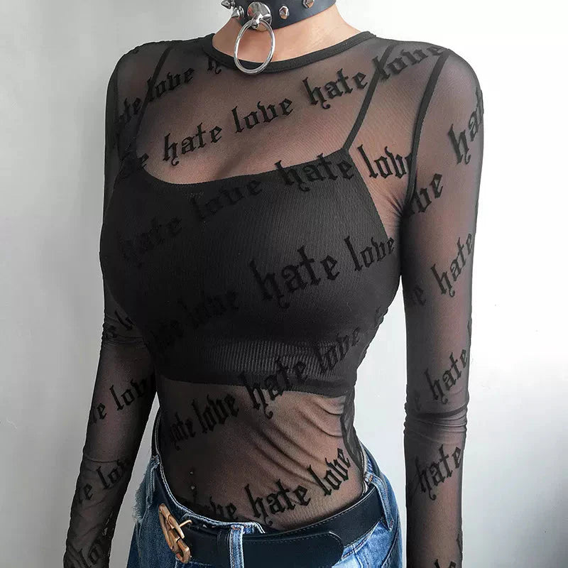 Baddie Love Hate Sheer Mesh Top - KAYSMAR
