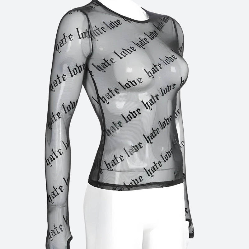 Baddie Love Hate Sheer Mesh Top - KAYSMAR