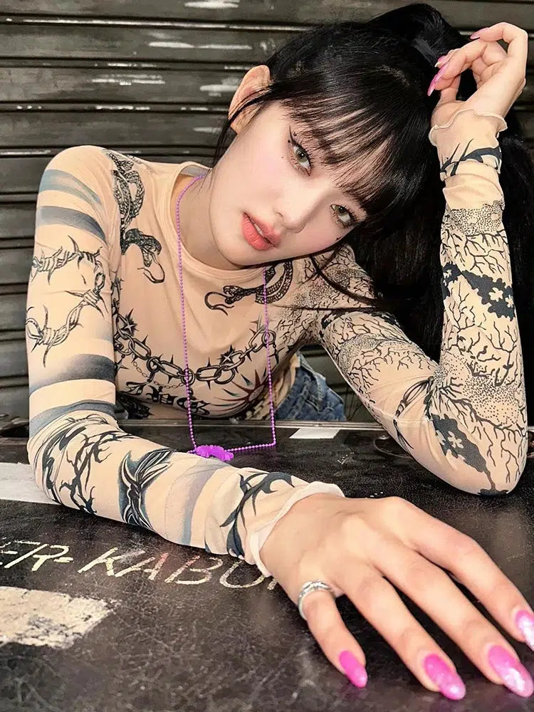 Baddie Mesh Tattoo Top - KAYSMAR