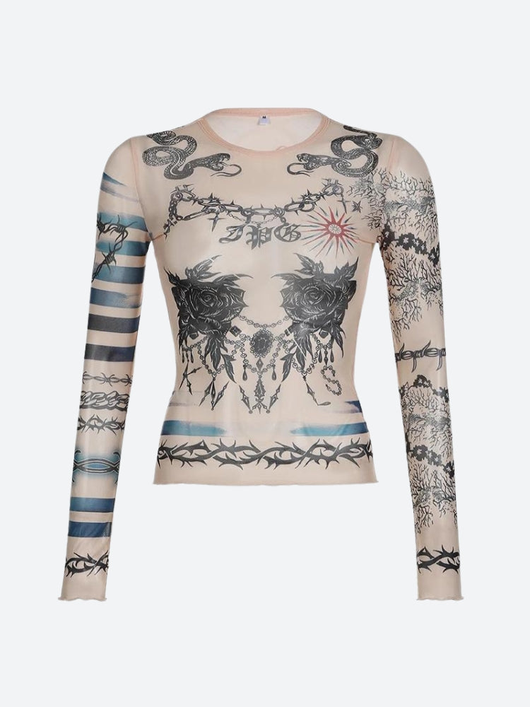 Baddie Mesh Tattoo Top - KAYSMAR