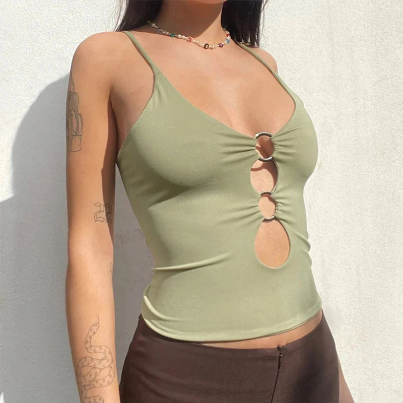 Baddie O-Ring Plunge Neck Top - KAYSMAR