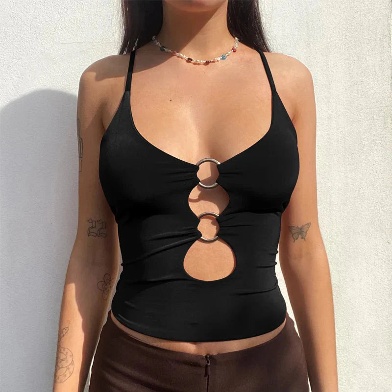 Baddie O-Ring Plunge Neck Top - KAYSMAR