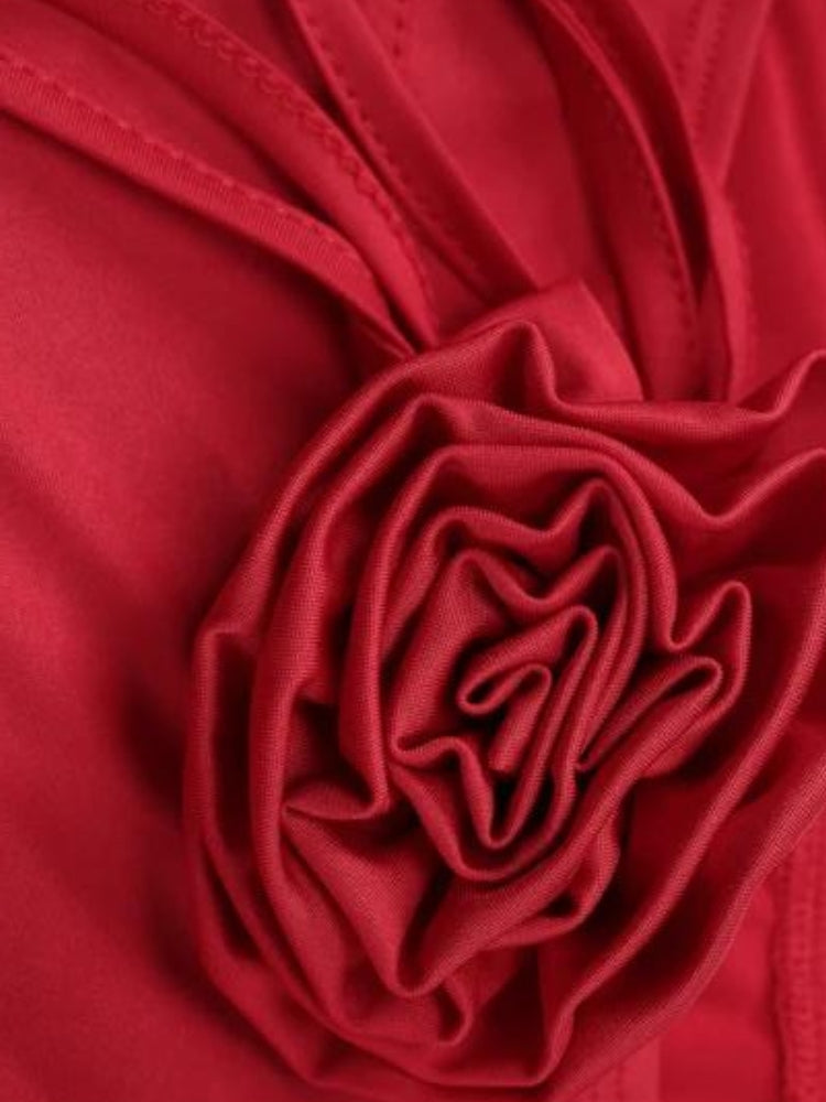 Baddie Rose Asymmetric Off Shoulder Top - KAYSMAR