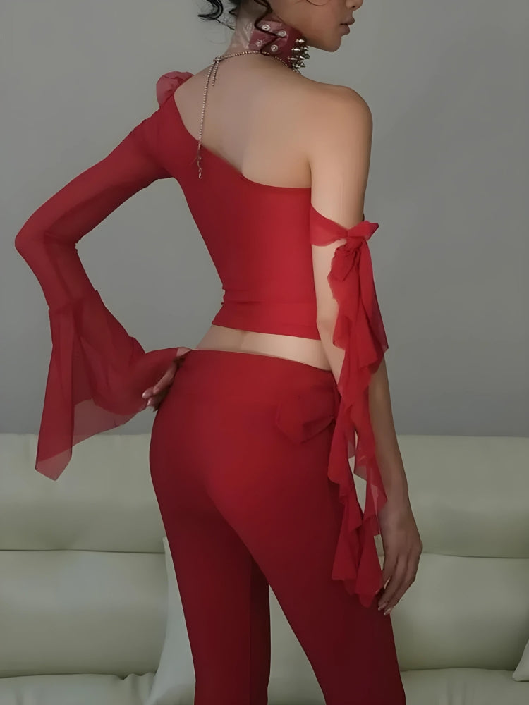Baddie Rose One Shoulder Mesh Top - KAYSMAR