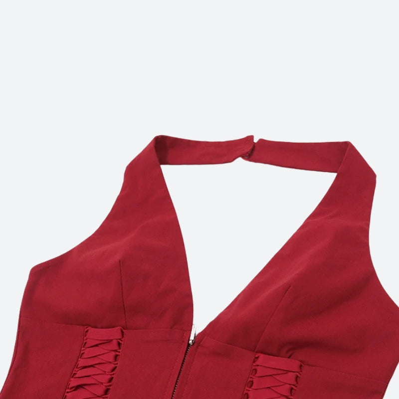 Baddie Zip Up Halter Top - KAYSMAR