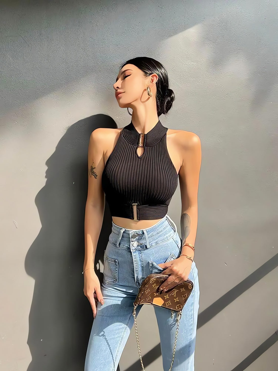 Baddie High Neck Knitted Crop Top - KAYSMAR