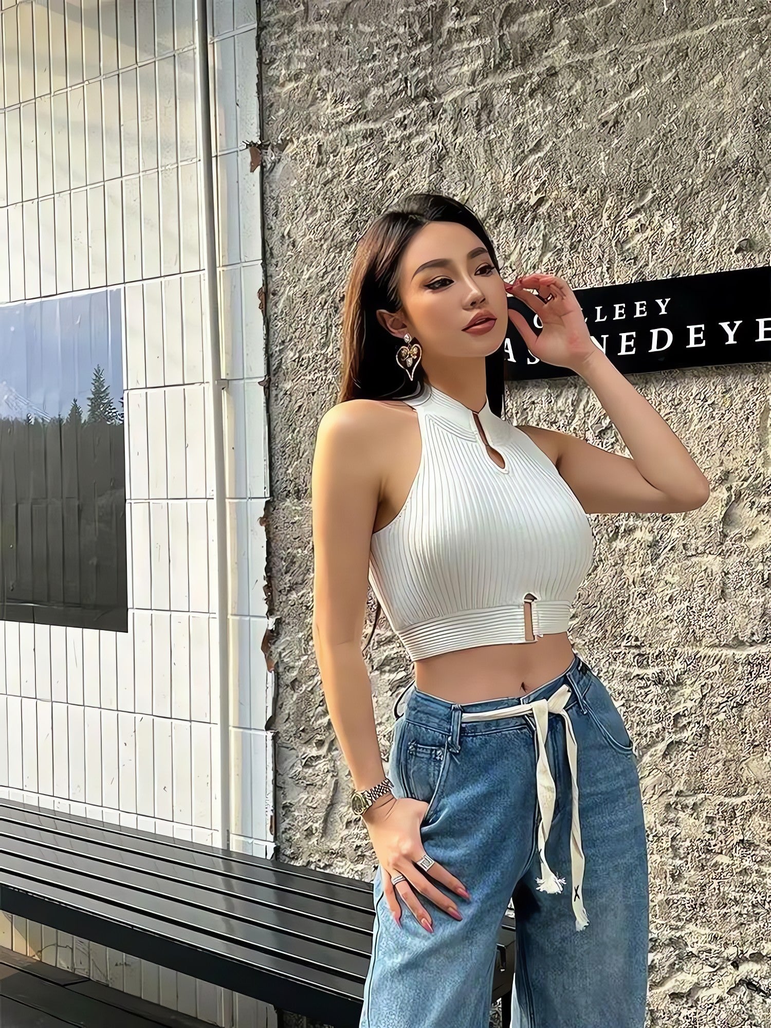 Baddie High Neck Knitted Crop Top - KAYSMAR