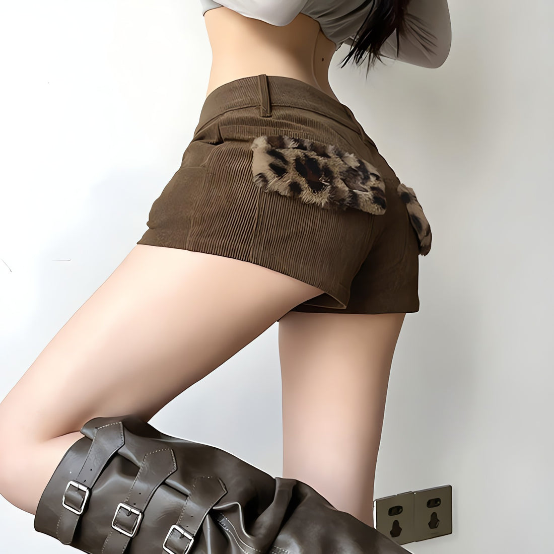 Baddie Leopard Corduroy Shorts