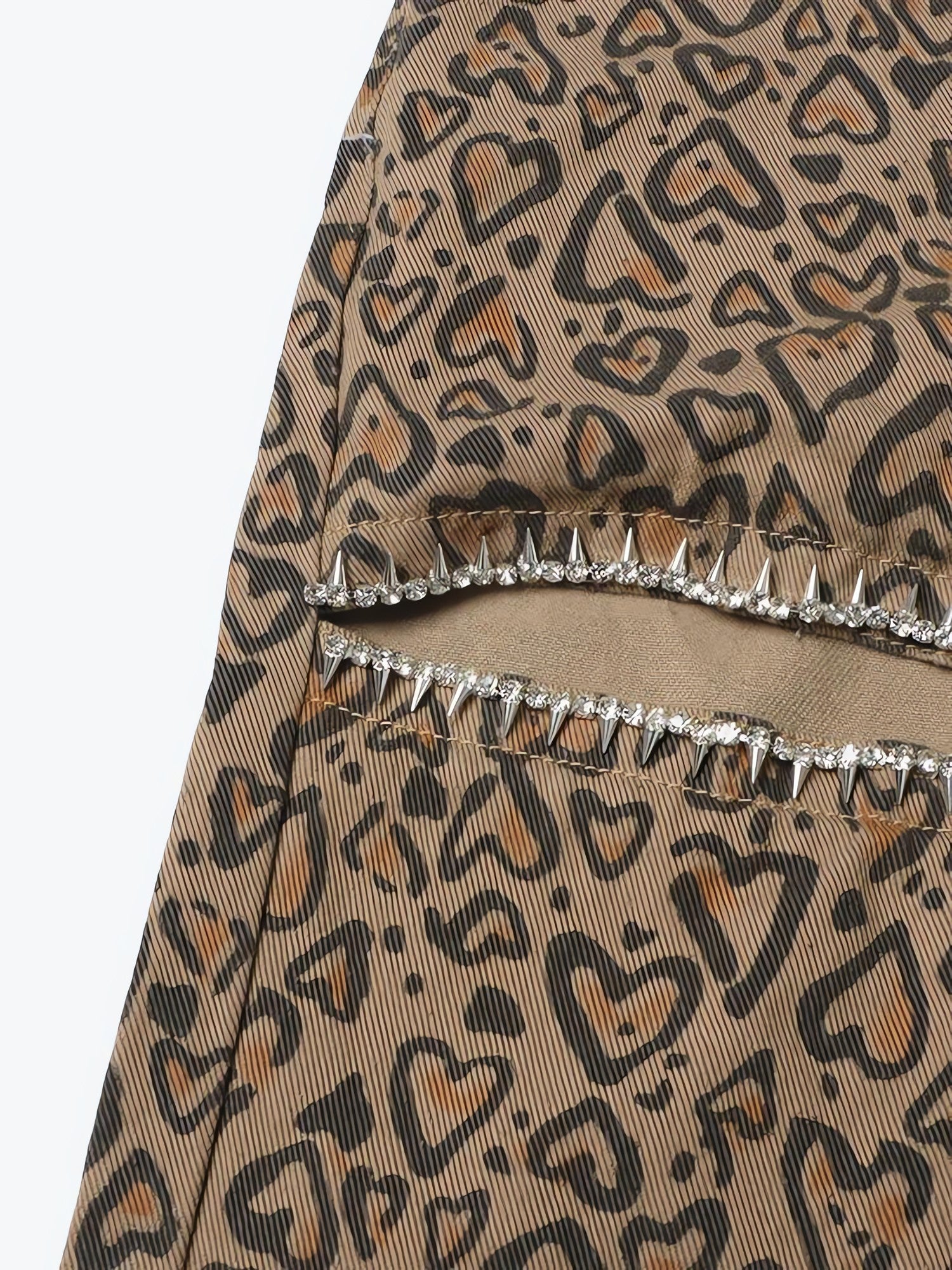 Baddie Leopard Embellished Cut Out Pants - KAYSMAR