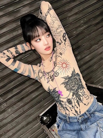 Baddie Mesh Tattoo Top - KAYSMAR