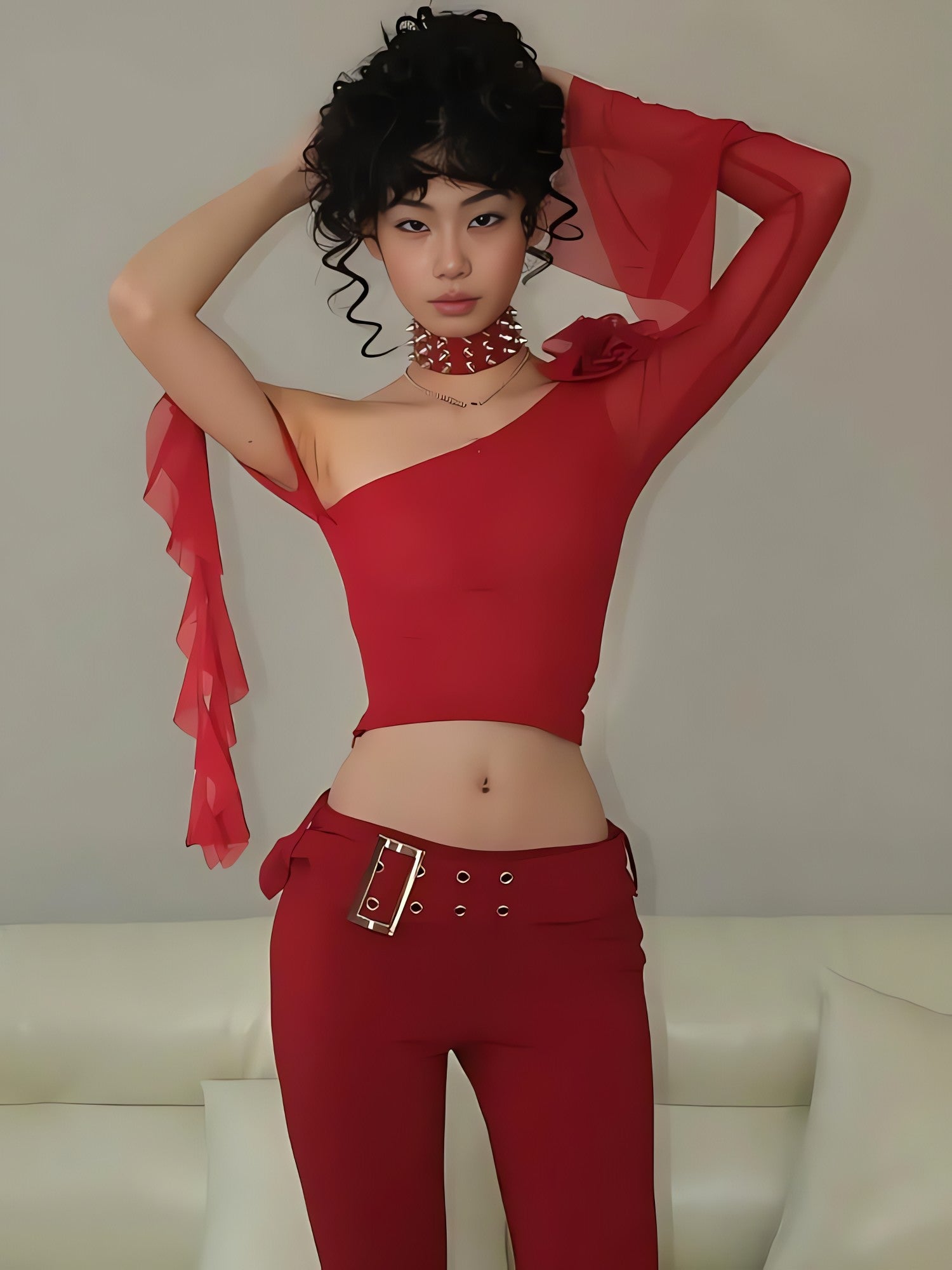 Baddie Rose One Shoulder Mesh Top - KAYSMAR