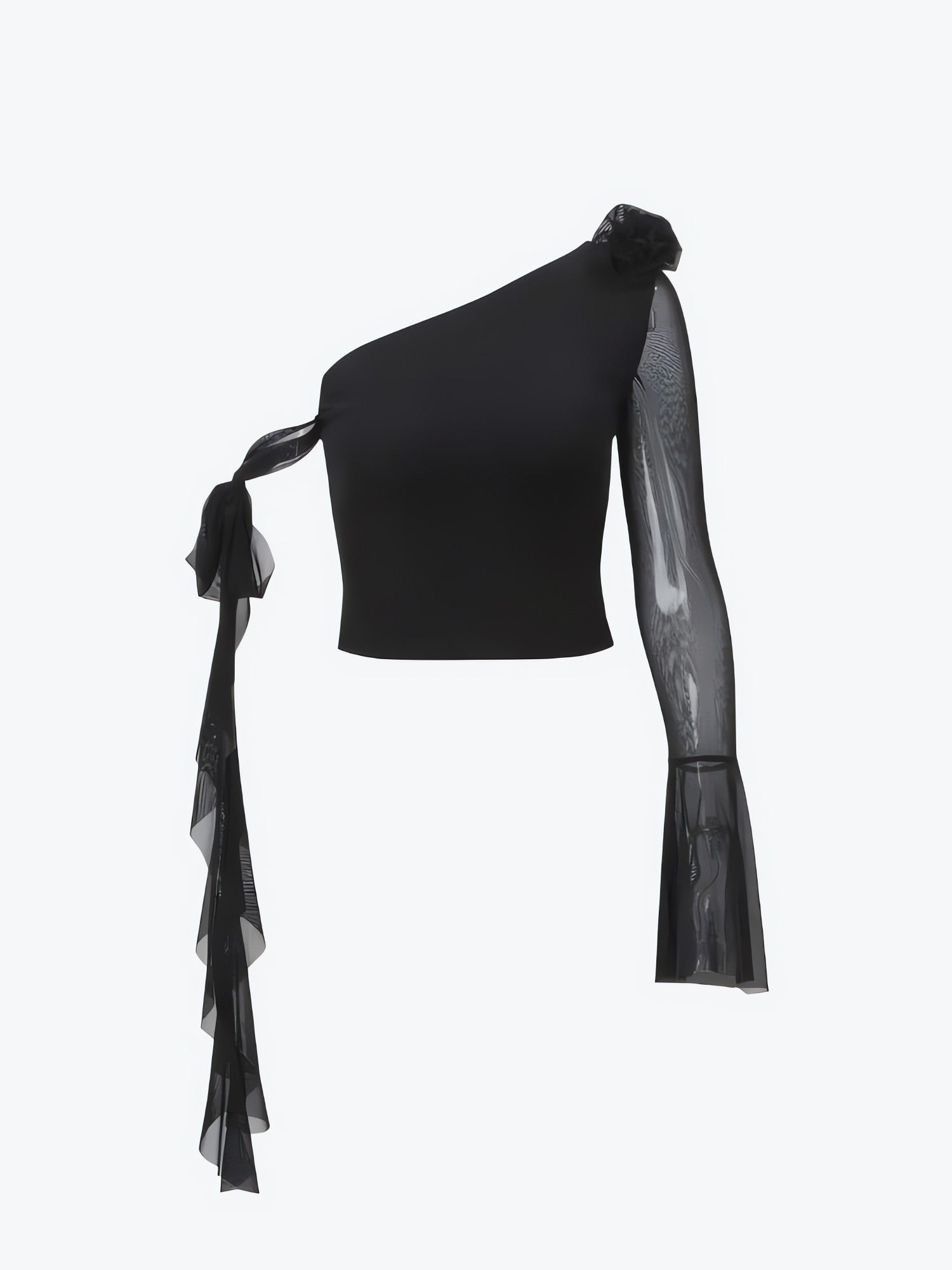 Baddie Rose One Shoulder Mesh Top - KAYSMAR
