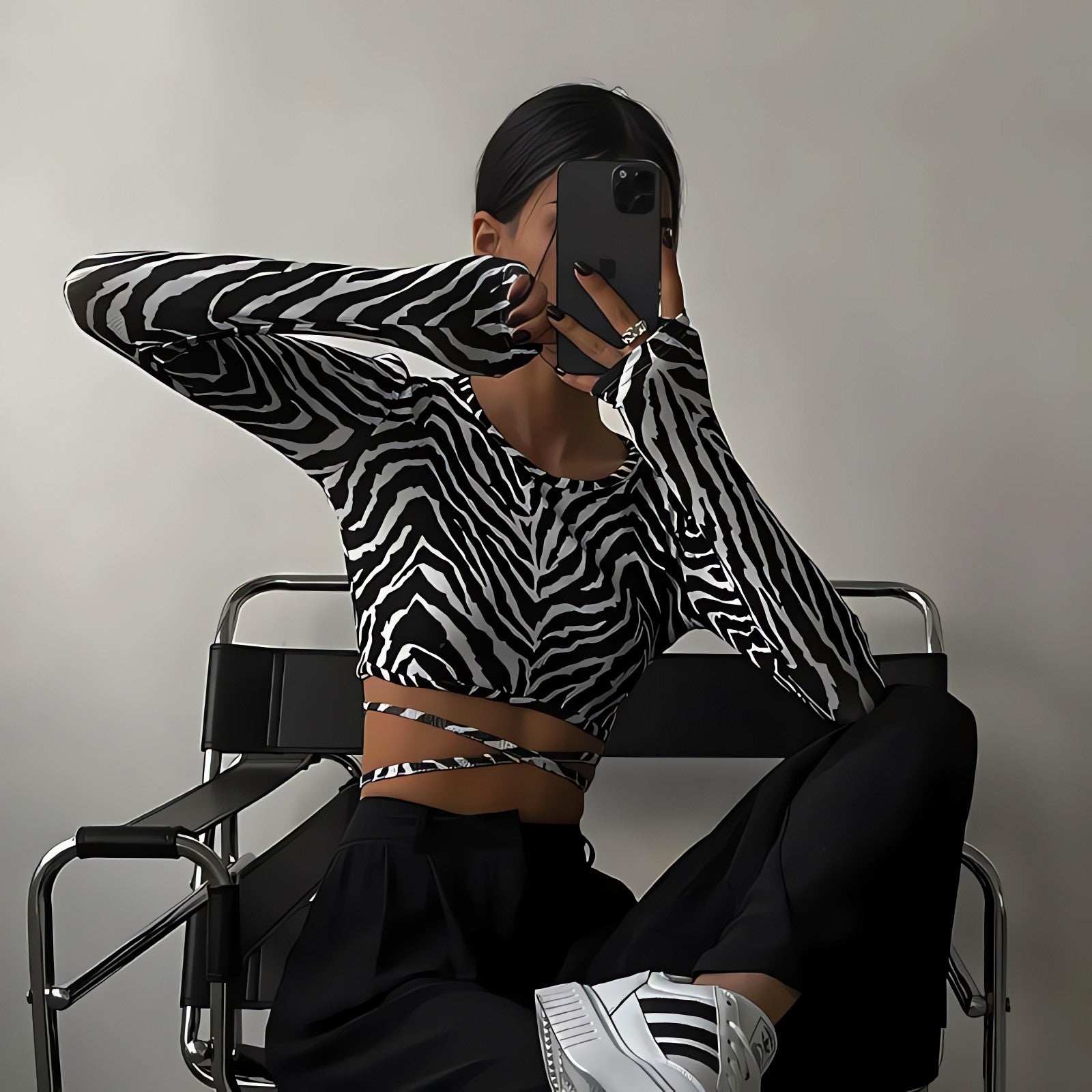 Baddie Zebra Backless Crop Top - KAYSMAR