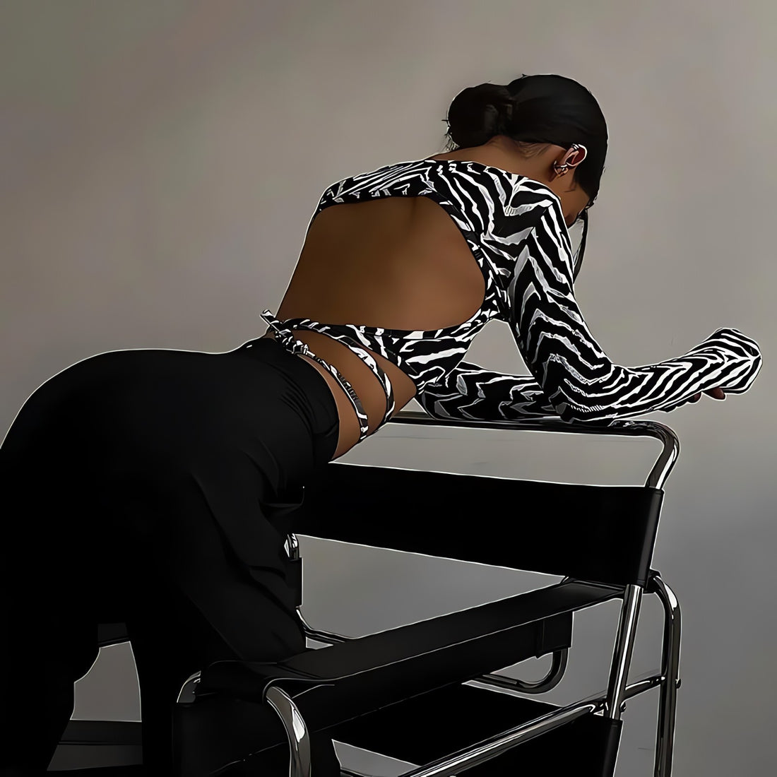 Baddie Zebra Backless Crop Top - KAYSMAR