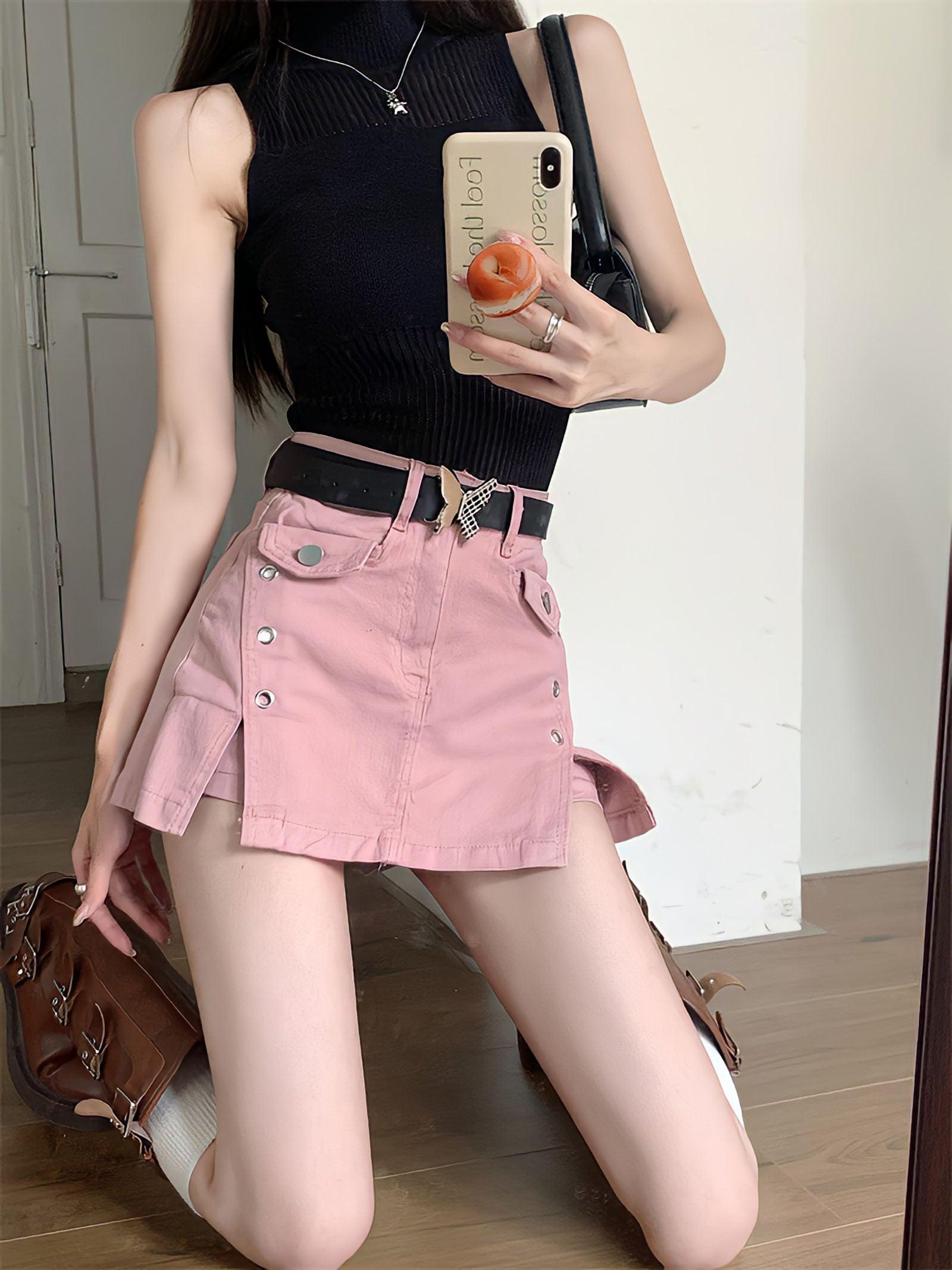 Barbie Side Slit Denim Mini Skirt - KAYSMAR