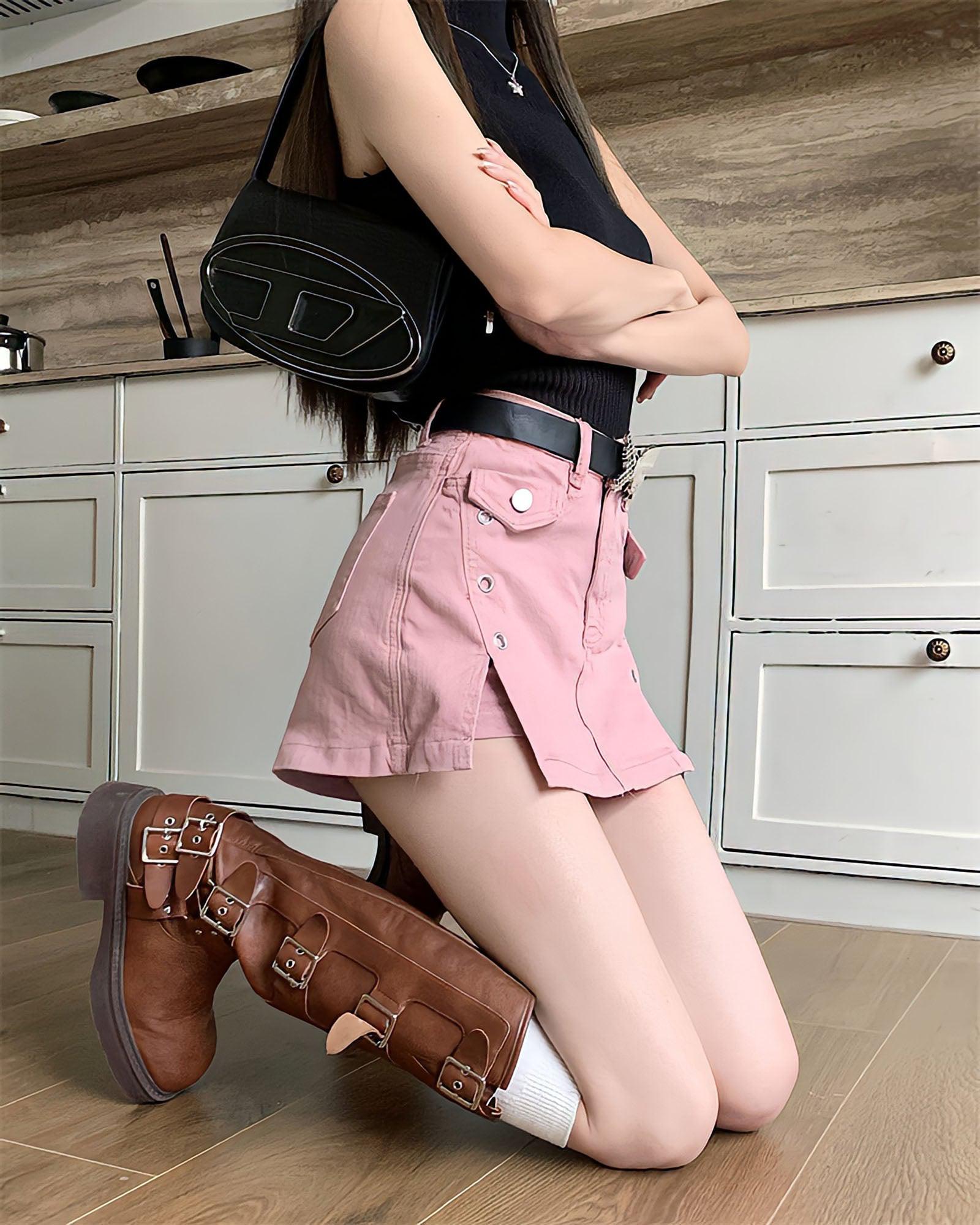 Barbie Side Slit Denim Mini Skirt - KAYSMAR