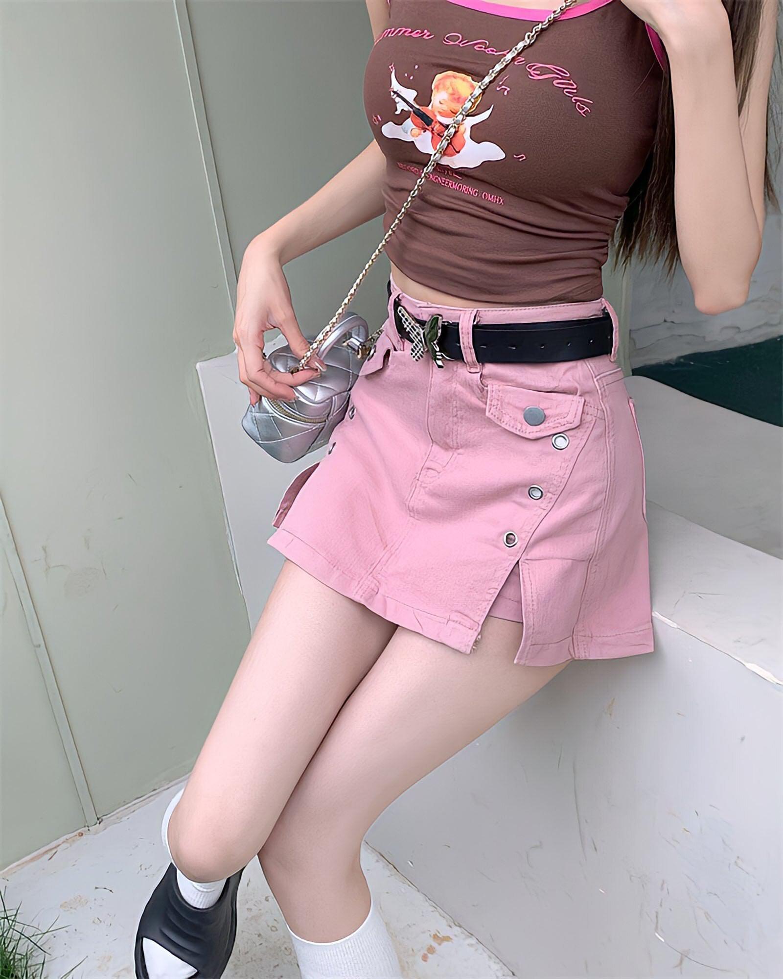 Barbie Side Slit Denim Mini Skirt - KAYSMAR