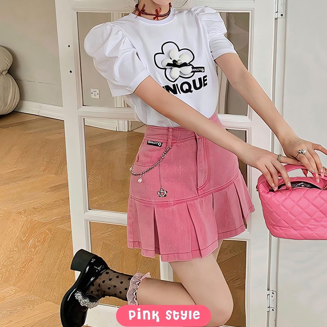 Barbie Pleated Denim Mini Skirt - KAYSMAR