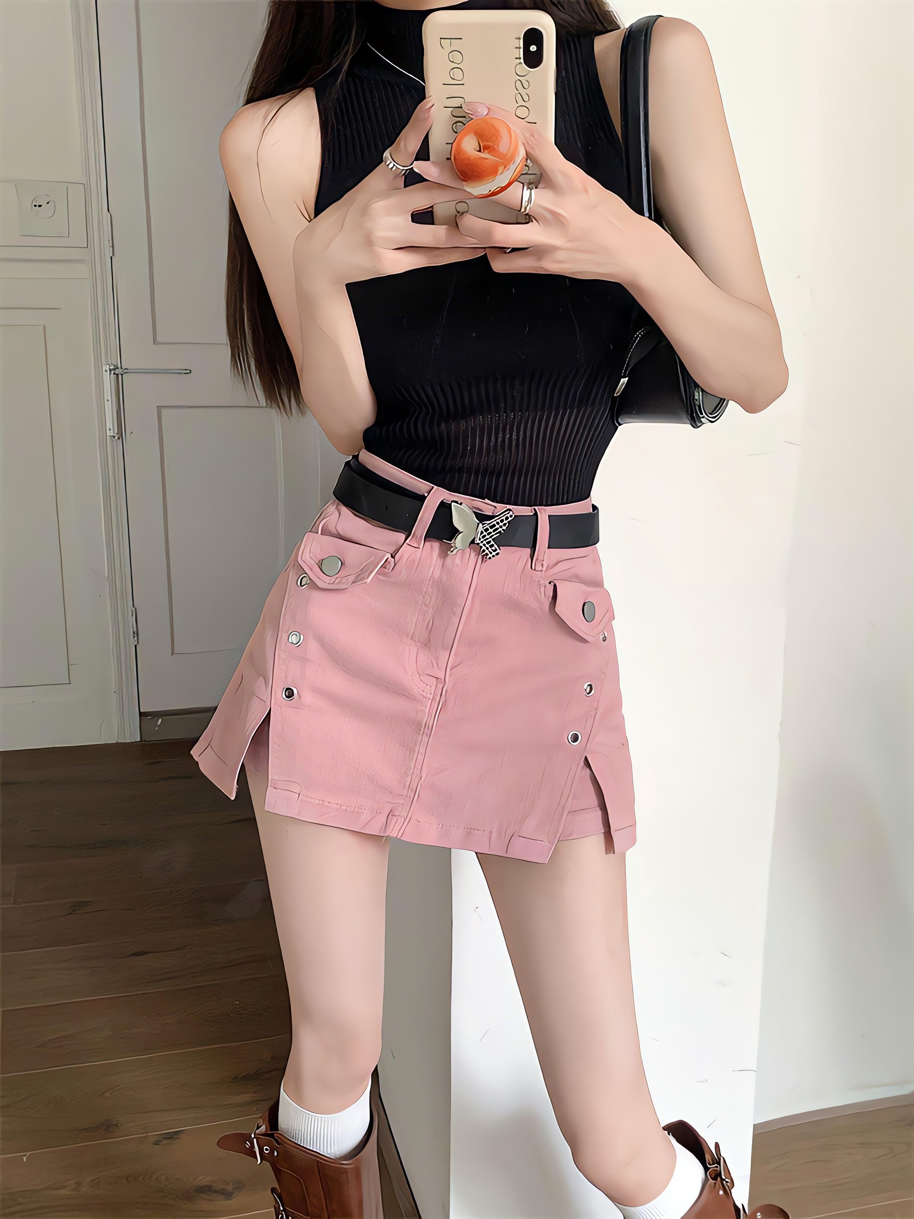 Barbie Side Slit Denim Mini Skirt - KAYSMAR