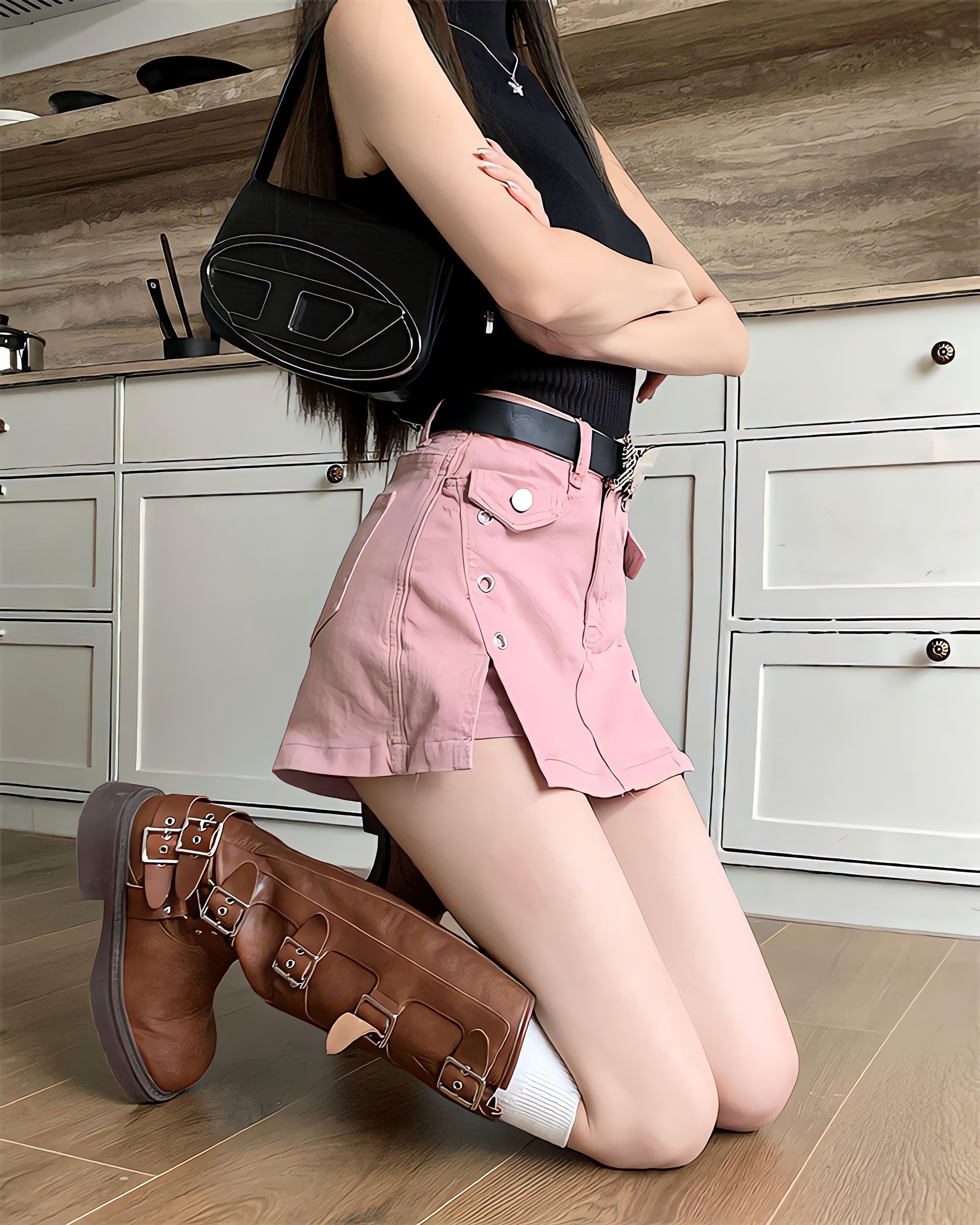 Barbie Side Slit Denim Mini Skirt - KAYSMAR