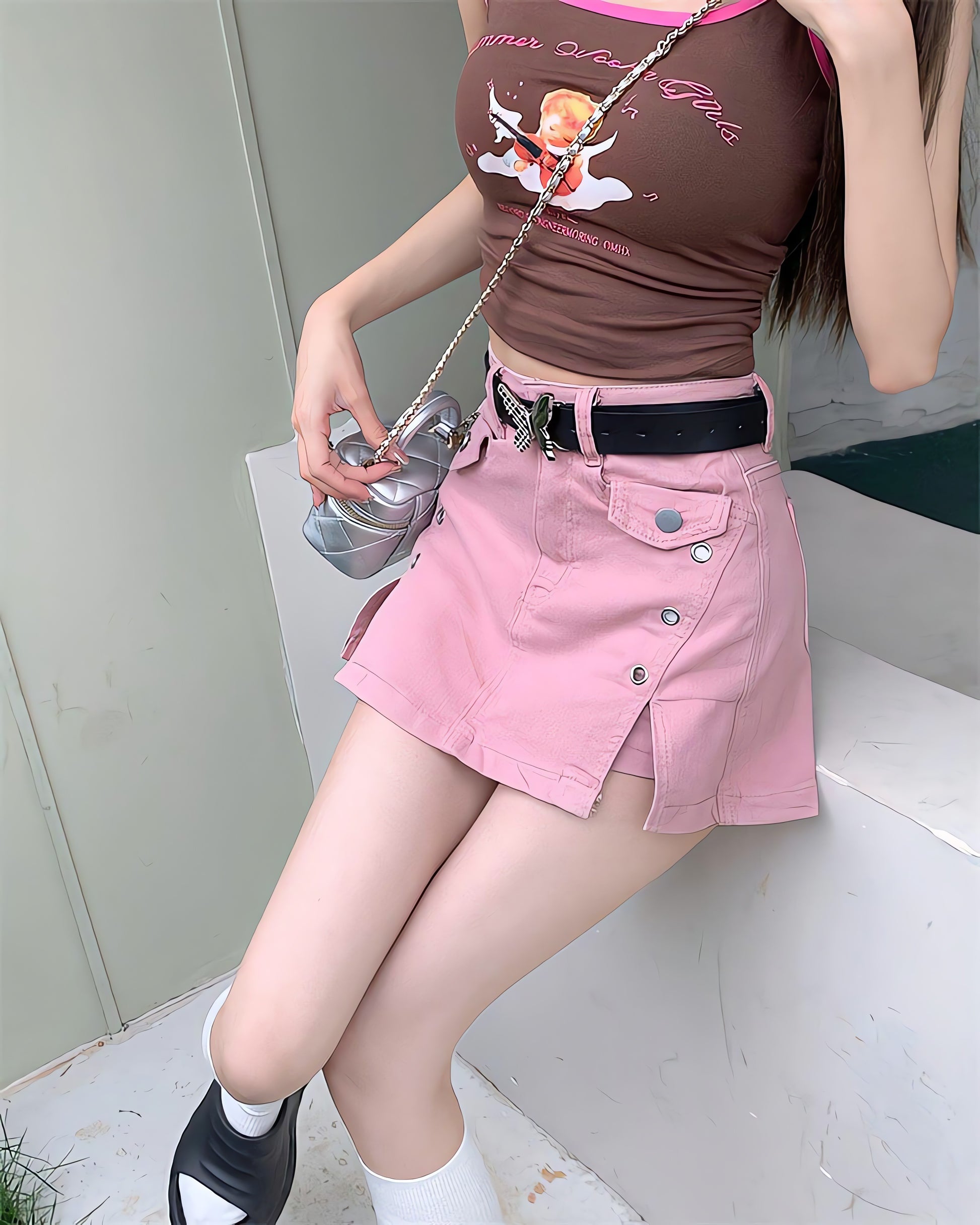 Barbie Side Slit Denim Mini Skirt - KAYSMAR