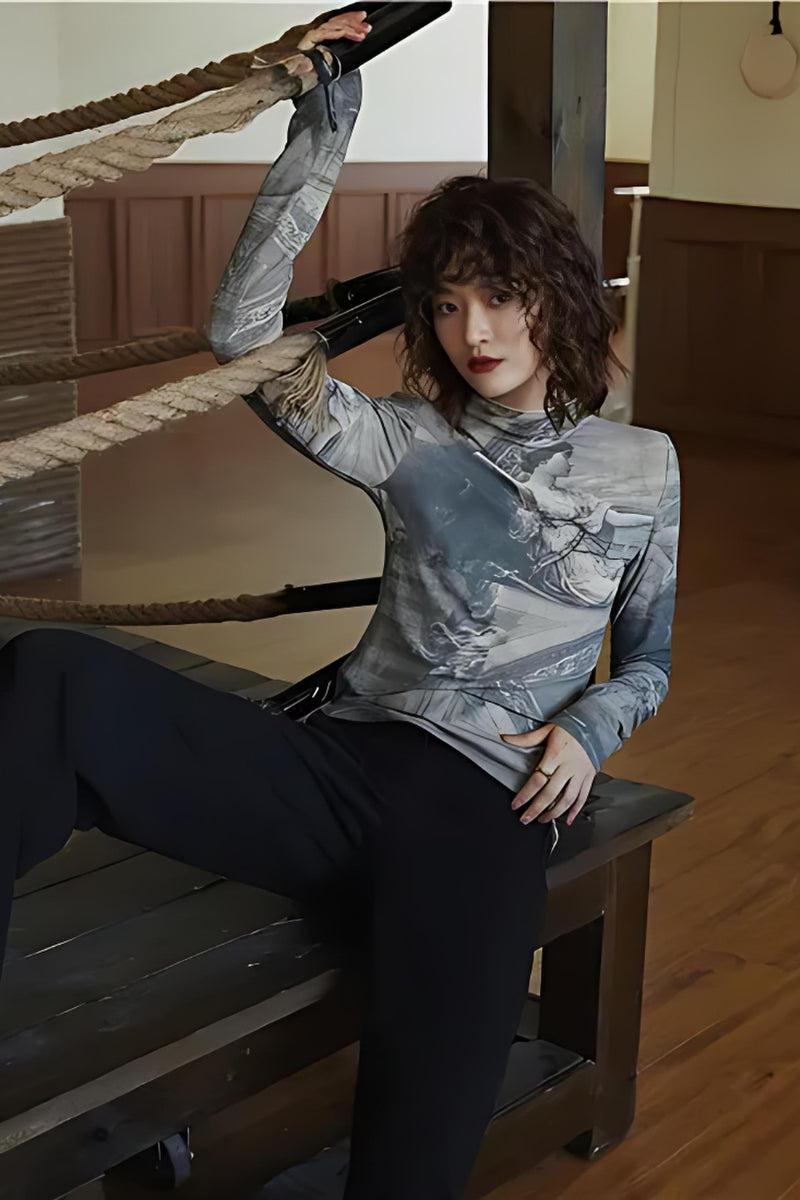 Baroque High Neck Fitted Top - KAYSMAR