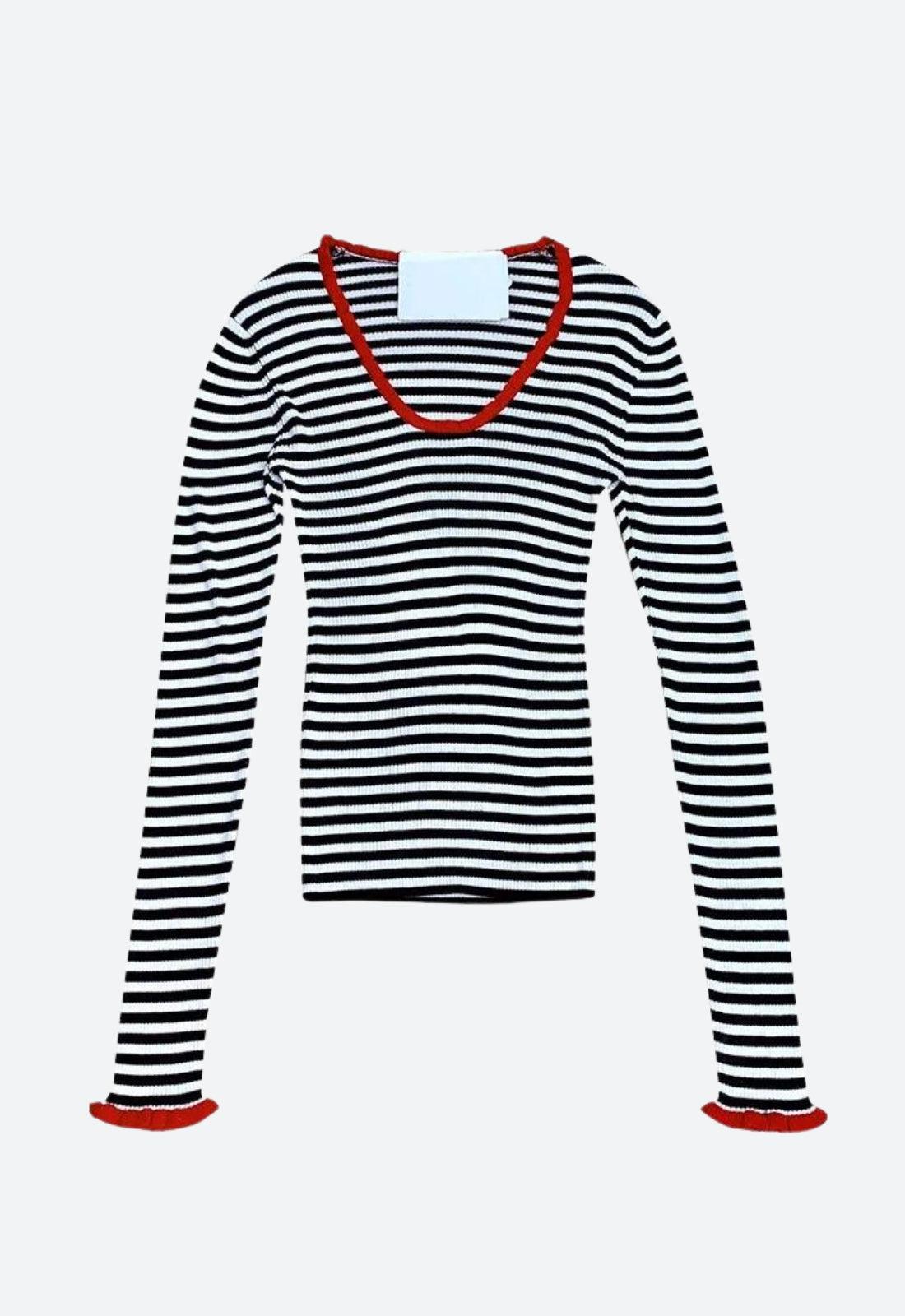 Basic Striped Scoop Neckline Top - KAYSMAR