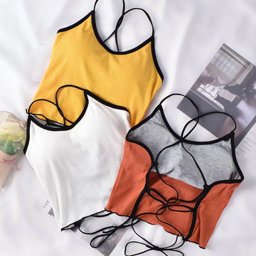 Basic Corduroy Backless Crop Top - KAYSMAR