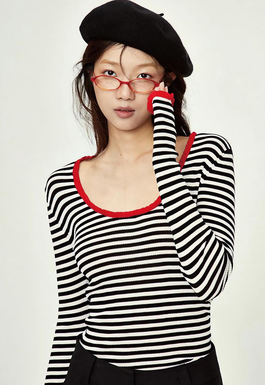 Basic Striped Scoop Neckline Top - KAYSMAR