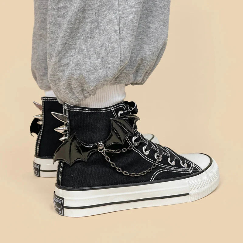 Bat Wings Spiked Canvas Shoes - KAYSMAR