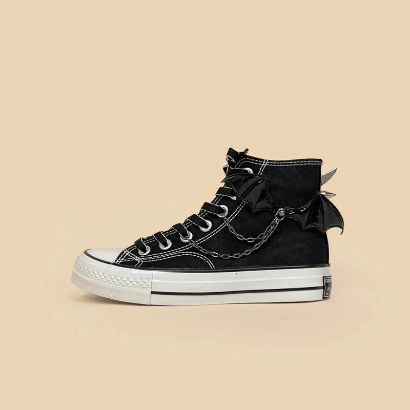 Bat Wings Spiked Canvas Shoes - KAYSMAR