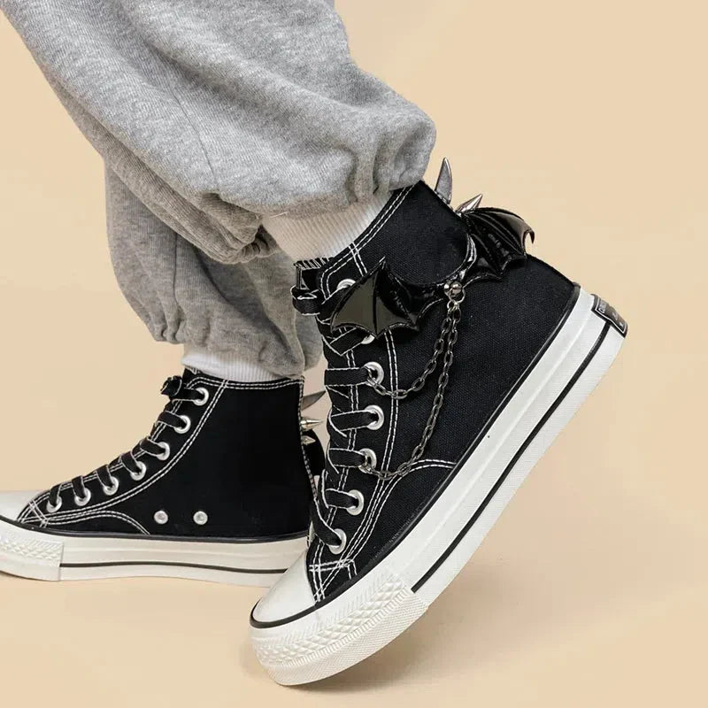 Bat Wings Spiked Canvas Shoes - KAYSMAR