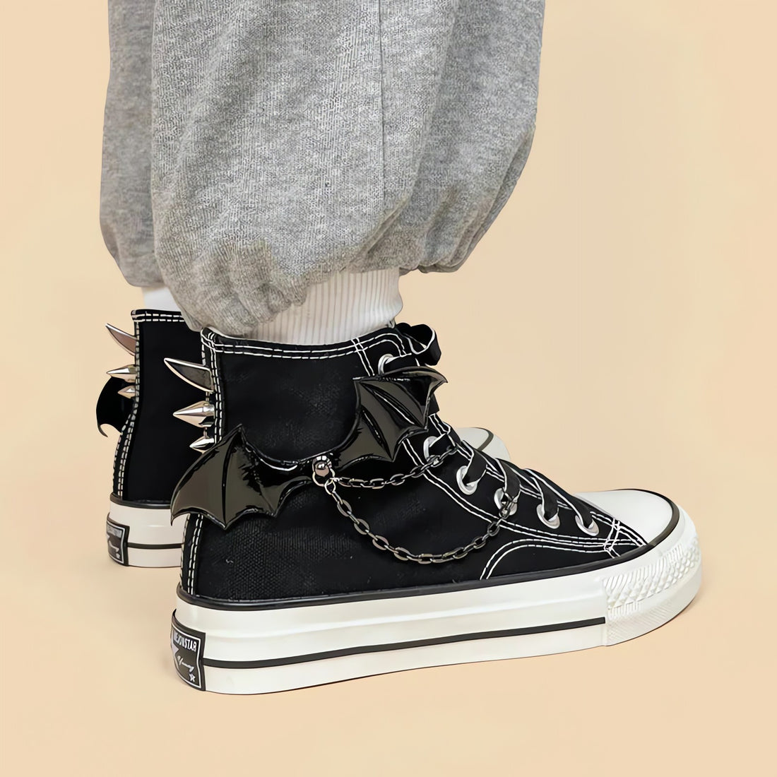 Bat Wings Spiked Canvas Shoes - KAYSMAR