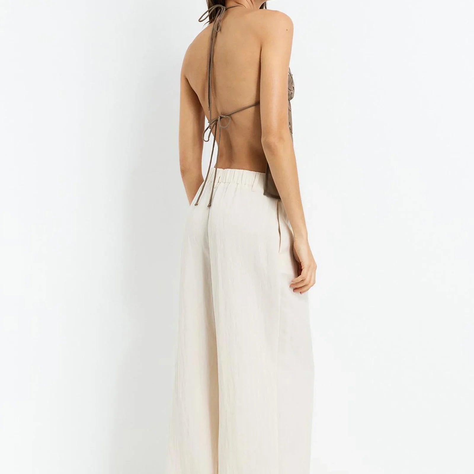 Beaded Chiffon Backless Top - KAYSMAR