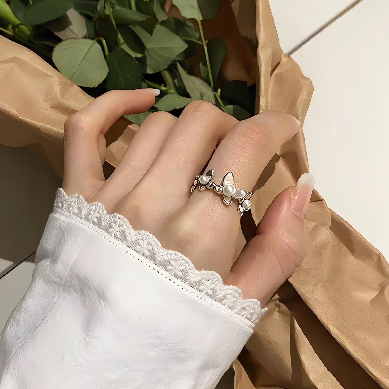 Beaded Floral Ring - KAYSMAR